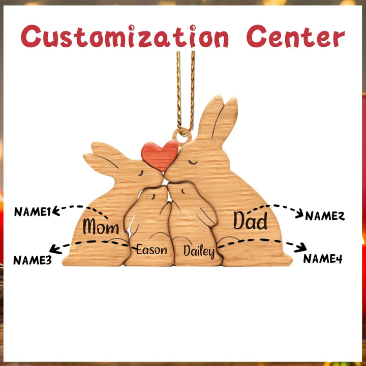 Ornements de Lapin avec 3-6 Prénoms Personnalisés pour Famille