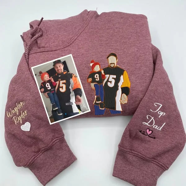 Sweat-shirt personnalisé avec portrait photo brodé pour papa