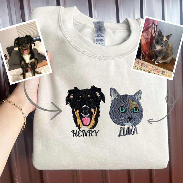 Sweatshirt / Tee portrait d’animal Broderie de couleur