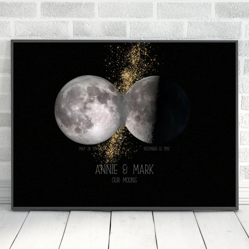 Cadre photo double lune Pour Couple 3 Styles