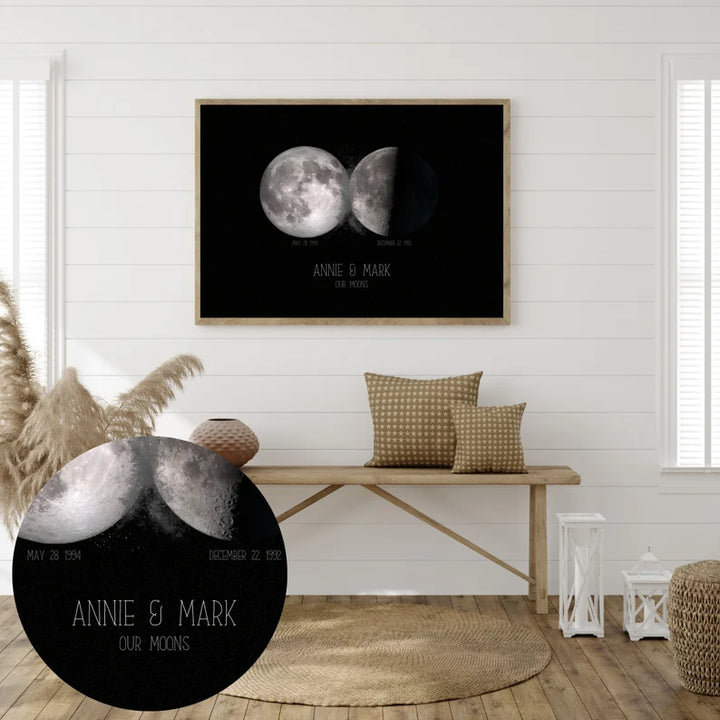 Cadre photo double lune Pour Couple 3 Styles