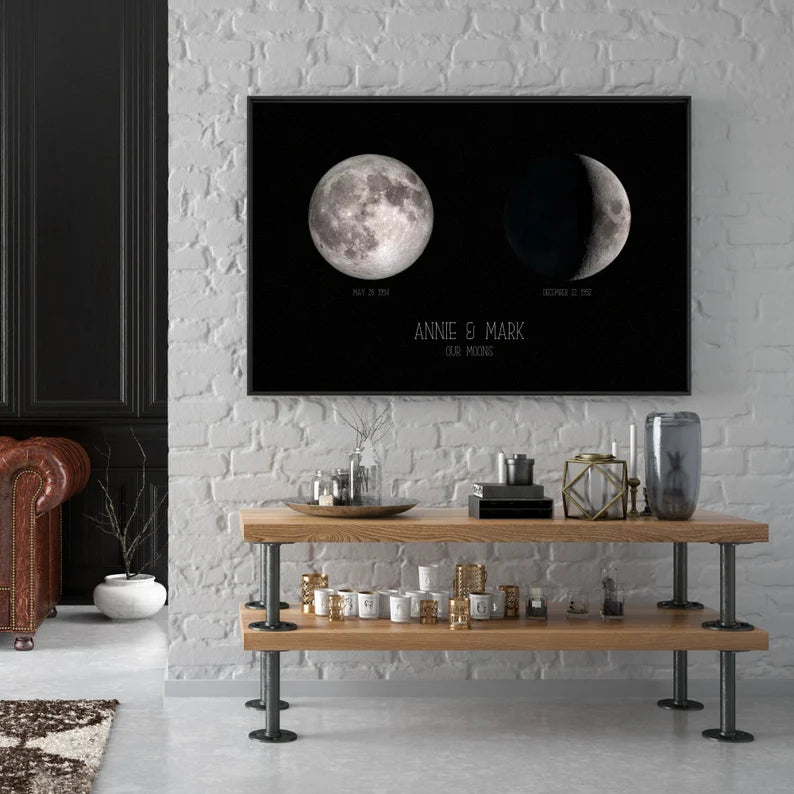 Cadre photo double lune Pour Couple 3 Styles