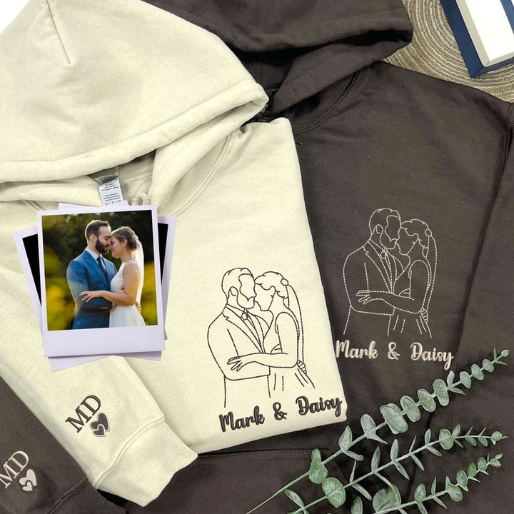 Broderie couple ligne personnalisée