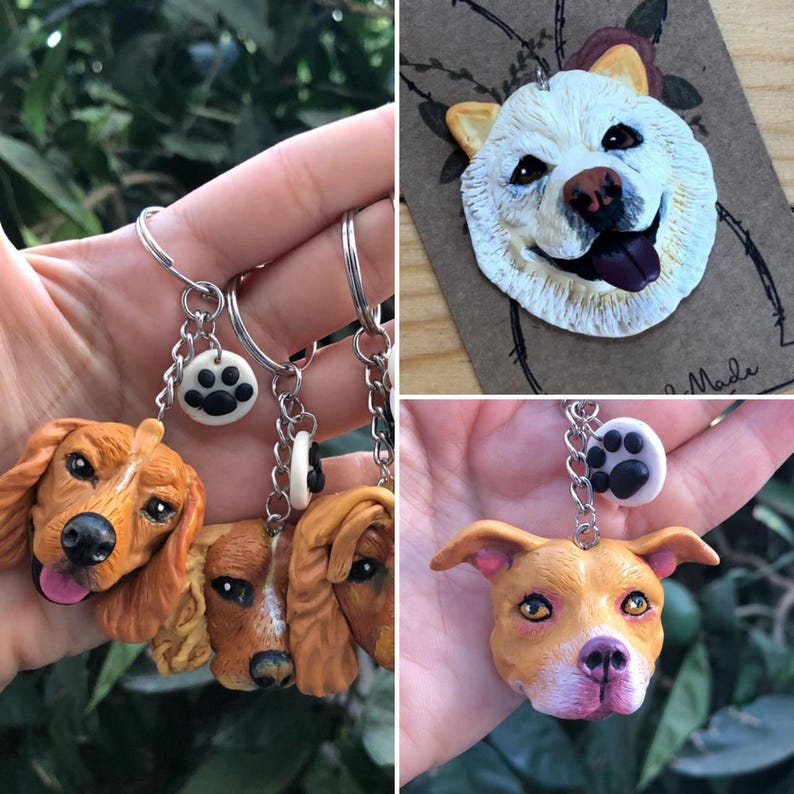 Souvenir personnalisé de porte-clés de portrait de chat-chien