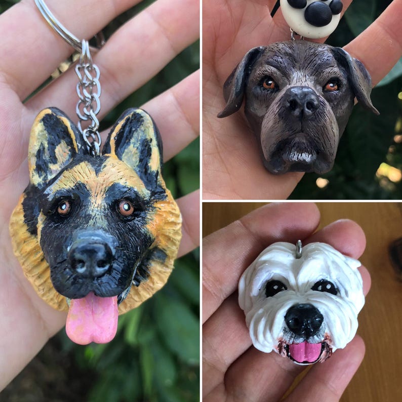 Souvenir personnalisé de porte-clés de portrait de chat-chien