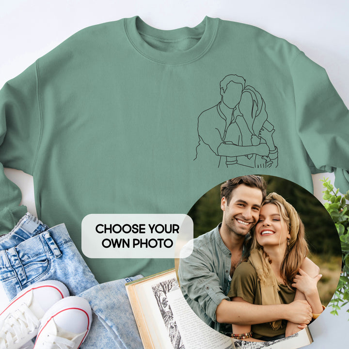 Sweat-shirt photo personnalisé-dessin au trait-Cadeau Saint Valentin