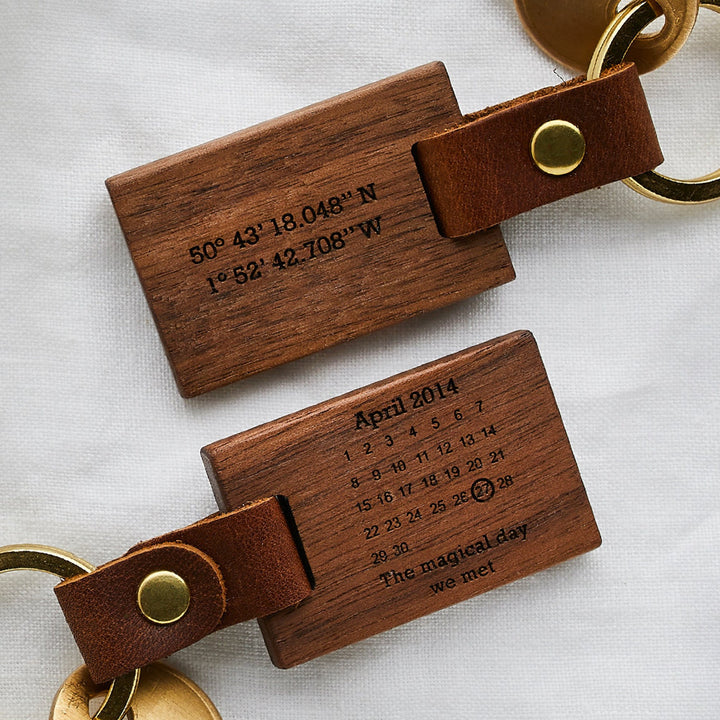 Porte-clés Calendrier en Bois Personnalisé, Cadeau pour Nouveau Papa à l’occasion de la Fête des Pères