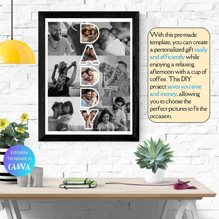Modèle de collage photo personnalisé DADDY, Cadeau personnalisé pour la fête des pères