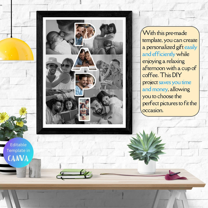 Modèle de collage photo personnalisé PAPI, Cadeau personnalisé pour la fête des pères