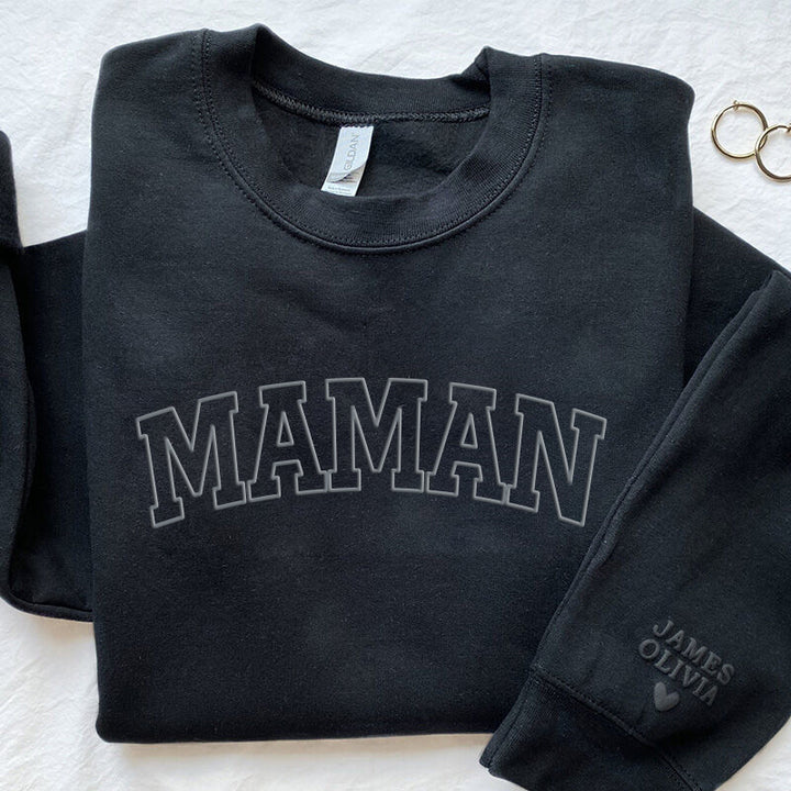 Sweat-shirt Puff personnalisé avec texte 3D pour la fête des mères