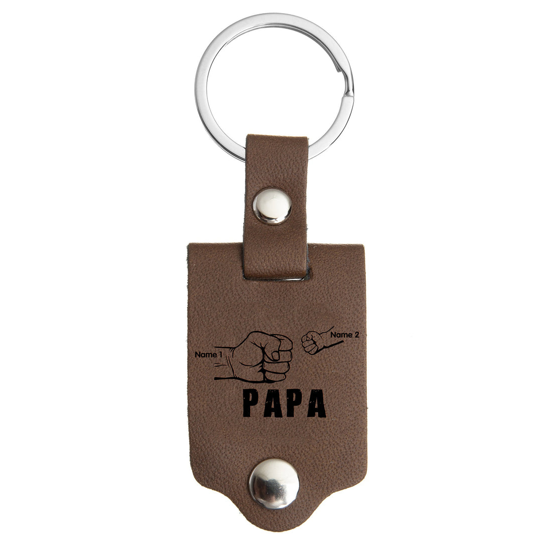 Porte-clés photo en cuir poing à poing PAPA et enfant