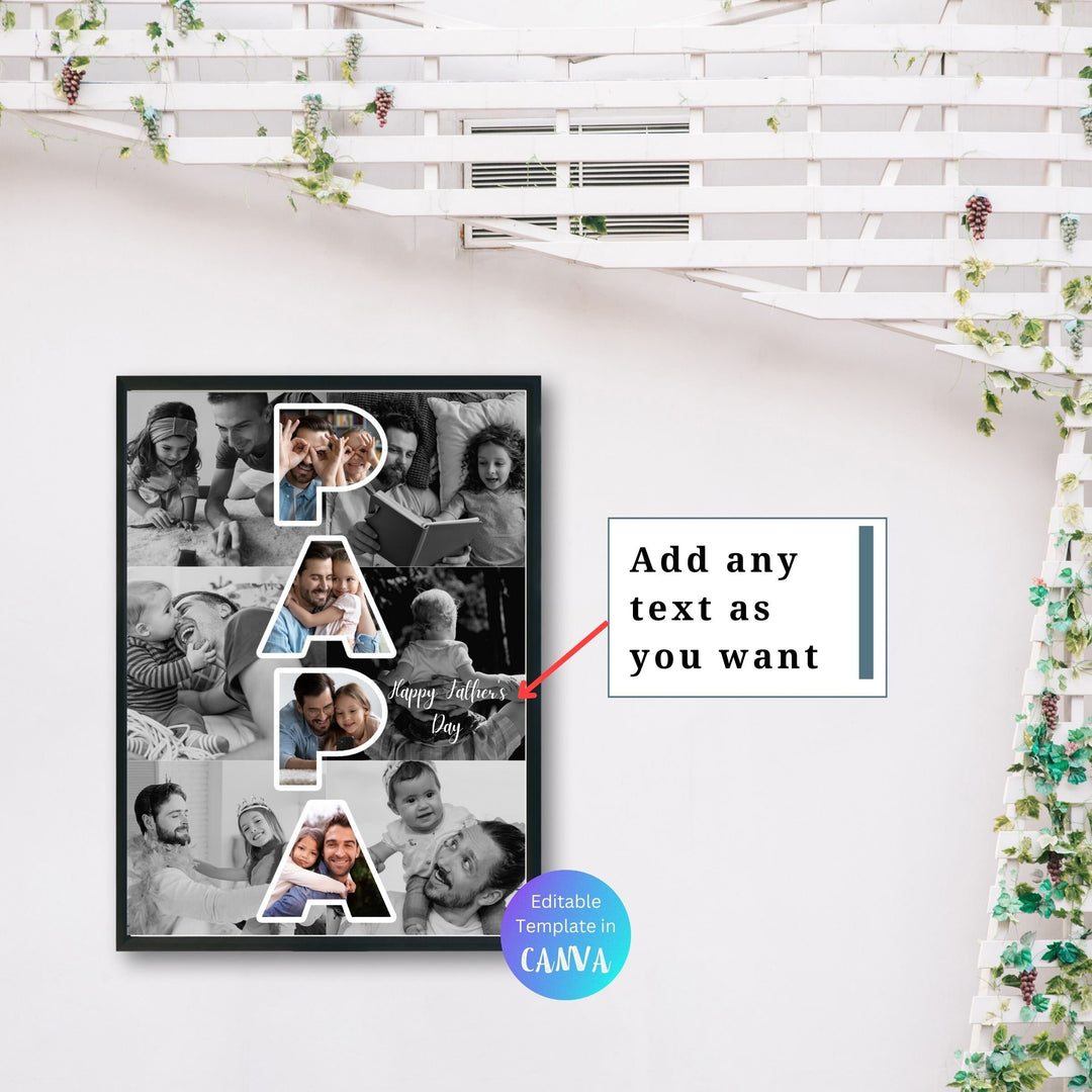 Modèle de collage photo personnalisé PAPA Cadeau personnalisé pour la fête des pères