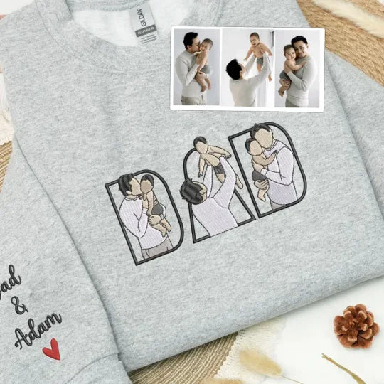 T-shirts et sweat-shirts personnalisés brodés à partir de photos, fête des pères