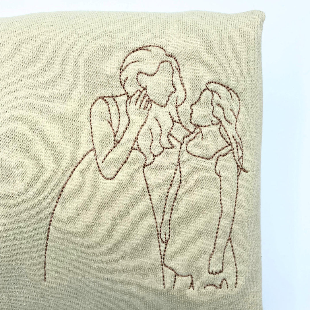 Sweat-shirt brodé portrait personnalisé, cadeau fête des mères pour maman