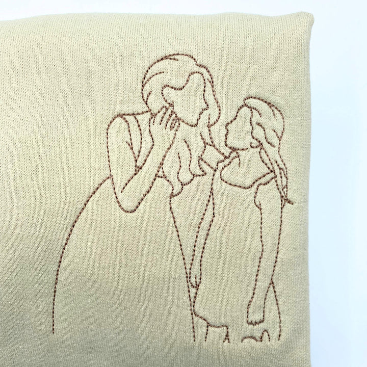 Sweat-shirt brodé portrait personnalisé, cadeau fête des mères pour maman