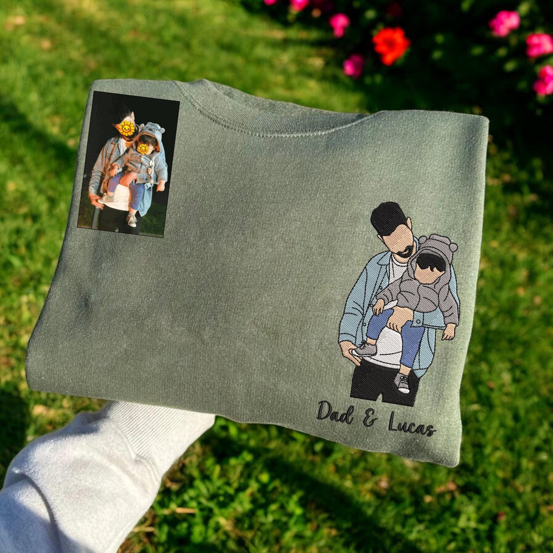 Photo personnalisée sur sweat-shirt brodé à capuche, cadeau unique pour la fête des Pères