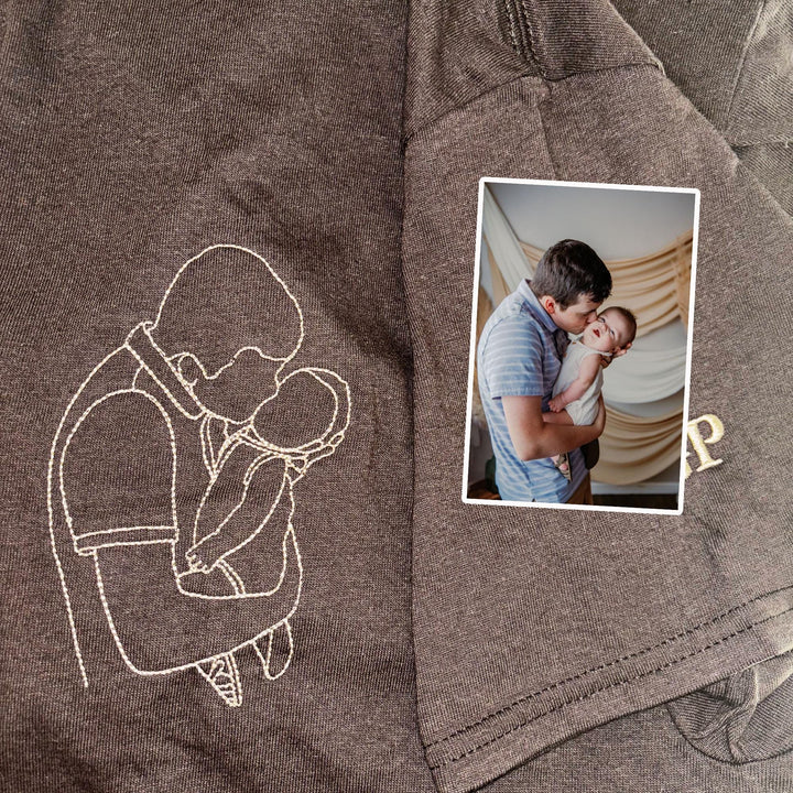 Sweat-shirt brodé personnalisé avec portrait, T-shirt papa