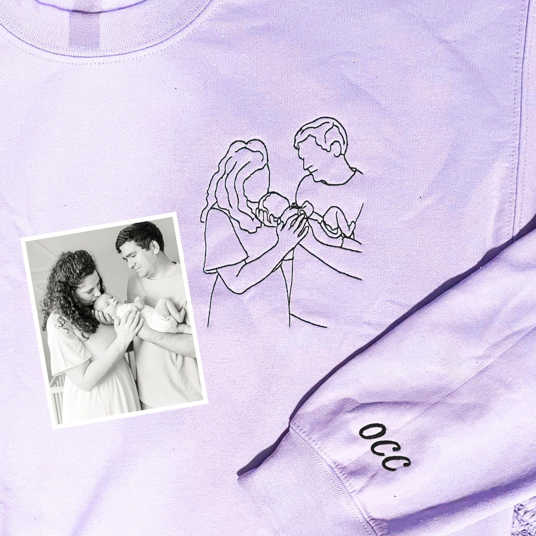 Sweat-shirt brodé portrait personnalisé pour maman