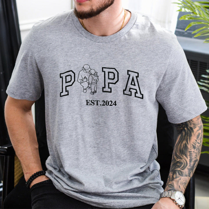 Sweat-shirt brodé personnalisé avec portrait de PAPA, cadeau unique pour la fête des Pères