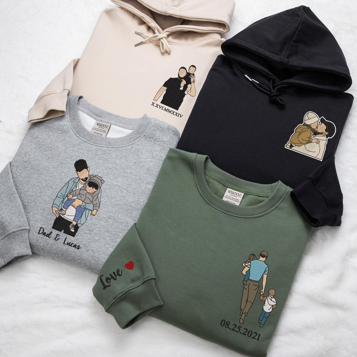 Photo personnalisée sur sweat-shirt brodé à capuche, cadeau unique pour la fête des Pères