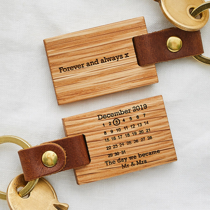 Porte-clés Calendrier en Bois Personnalisé, Cadeau pour Nouveau Papa à l’occasion de la Fête des Pères
