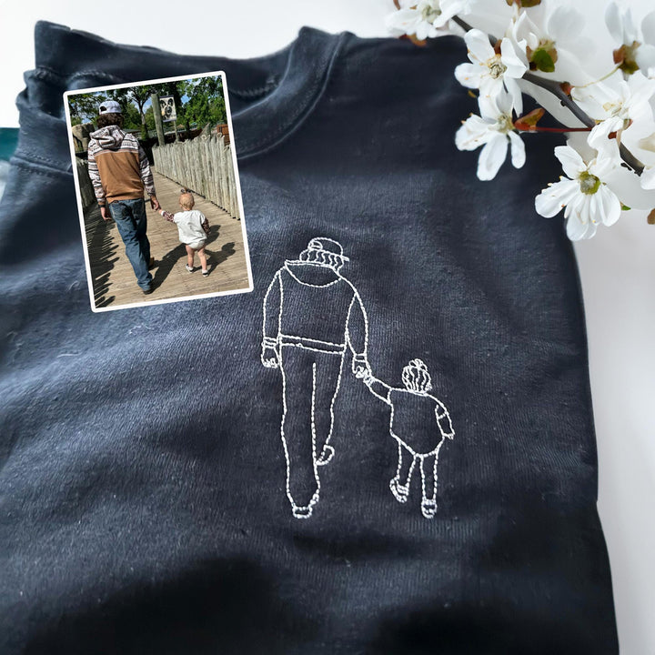 Sweat-shirt brodé personnalisé avec portrait, T-shirt papa
