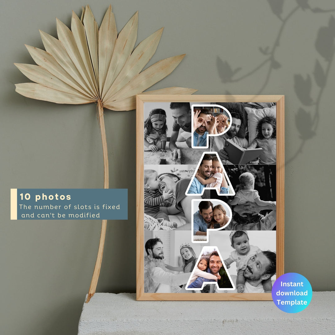 Modèle de collage photo personnalisé PAPA Cadeau personnalisé pour la fête des pères