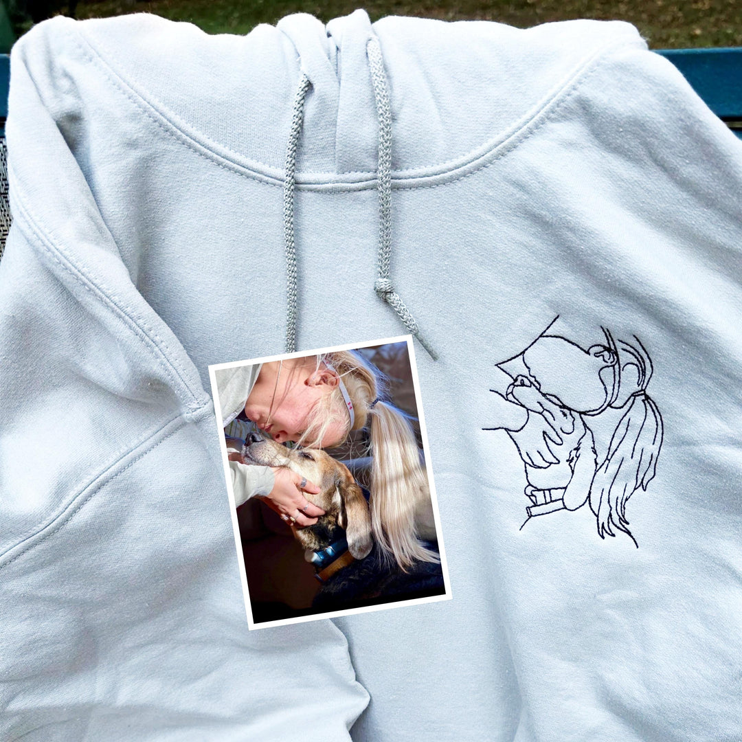 Sweat-shirt brodé portrait personnalisé pour maman