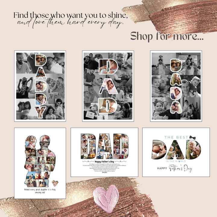 Modèle de collage photo personnalisé DADDY, Cadeau personnalisé pour la fête des pères