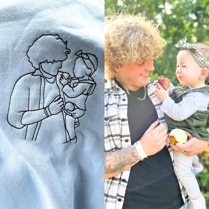 Sweat-shirt brodé portrait personnalisé pour maman