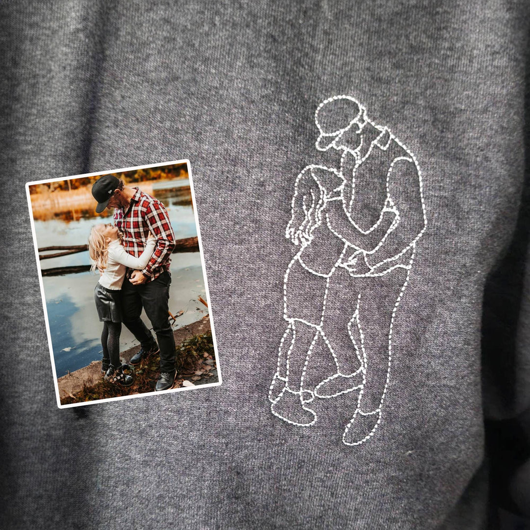 Sweat-shirt brodé personnalisé avec portrait, T-shirt papa