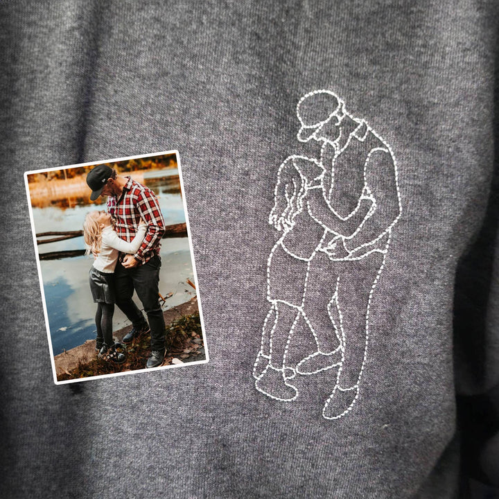 Sweat-shirt brodé personnalisé avec portrait, T-shirt papa