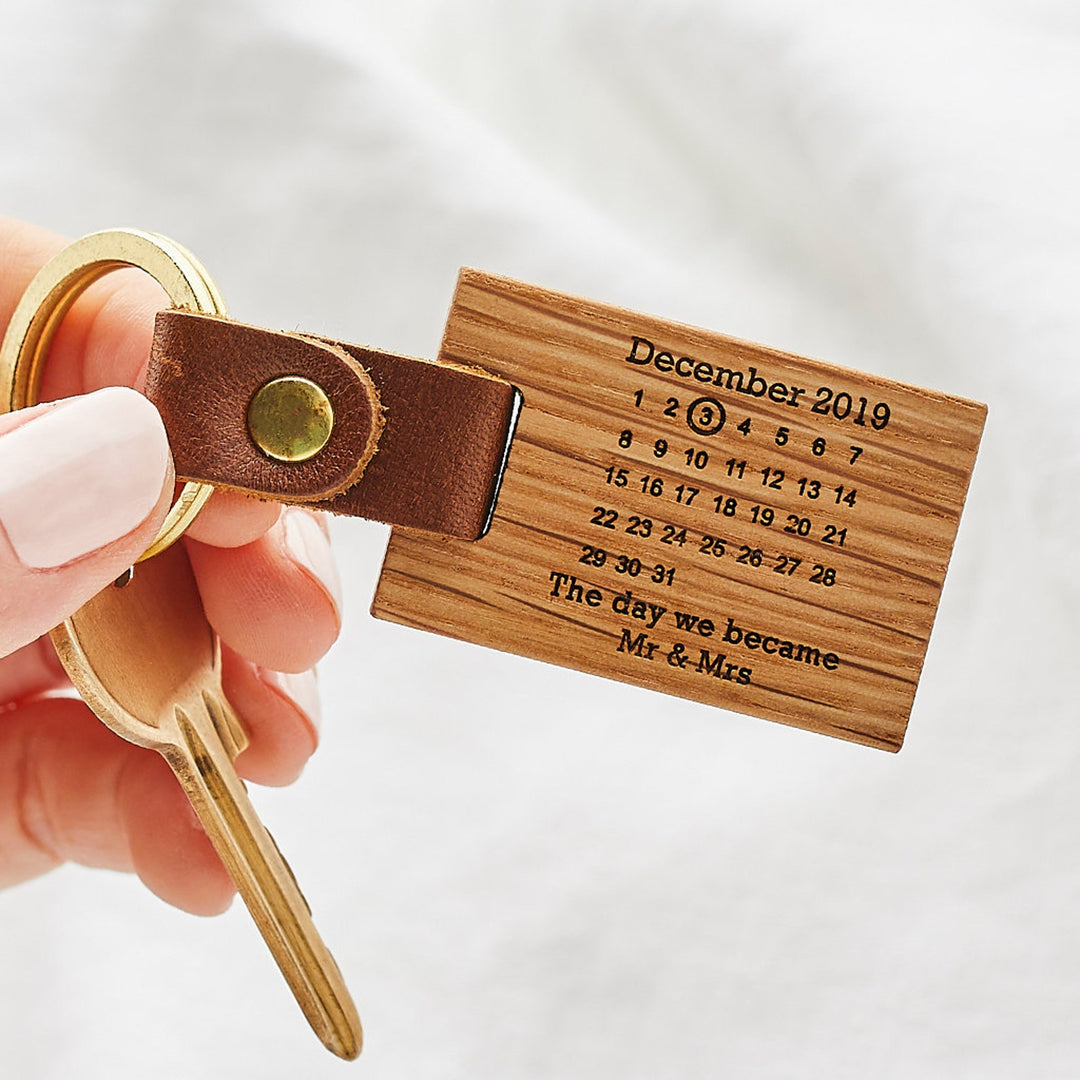 Porte-clés Calendrier en Bois Personnalisé, Cadeau pour Nouveau Papa à l’occasion de la Fête des Pères
