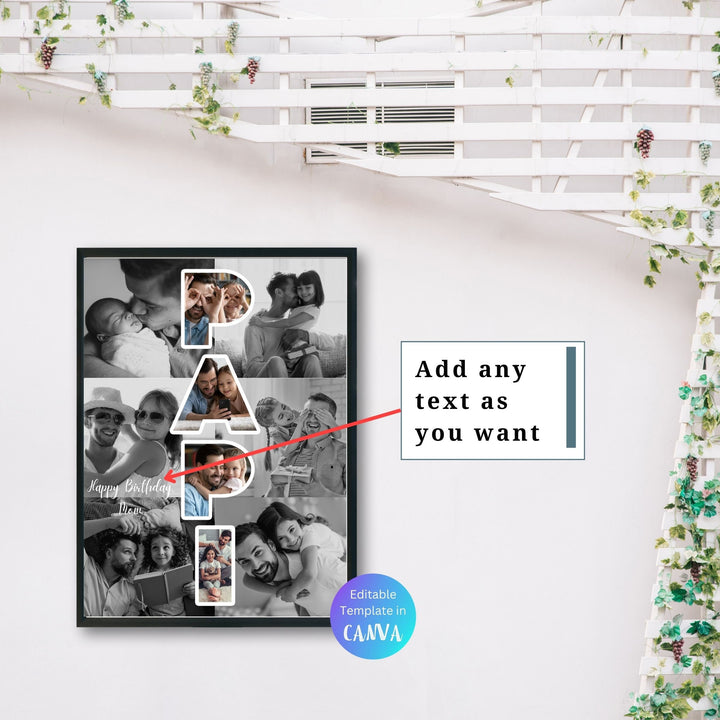 Modèle de collage photo personnalisé PAPI, Cadeau personnalisé pour la fête des pères