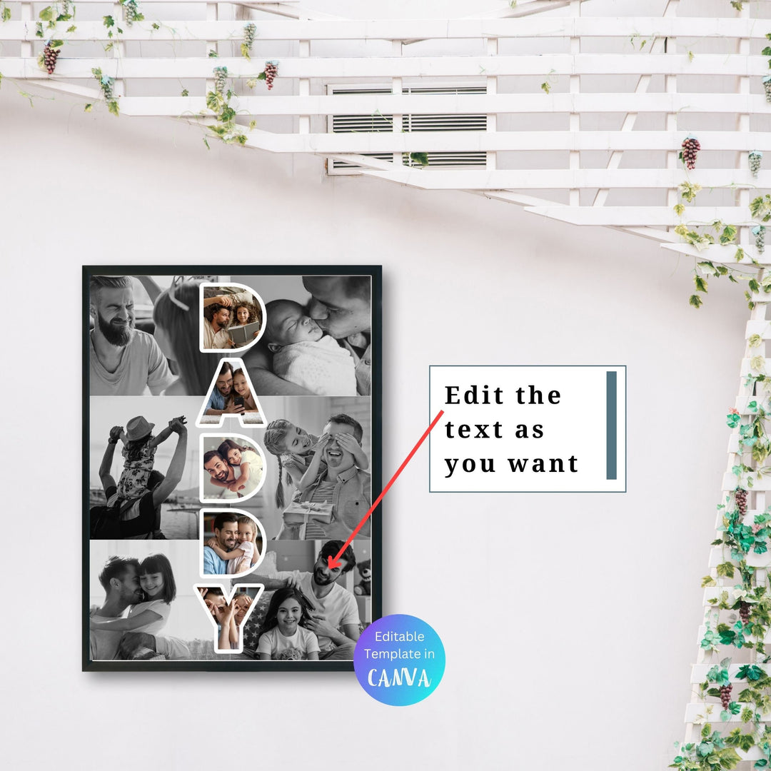 Modèle de collage photo personnalisé DADDY, Cadeau personnalisé pour la fête des pères