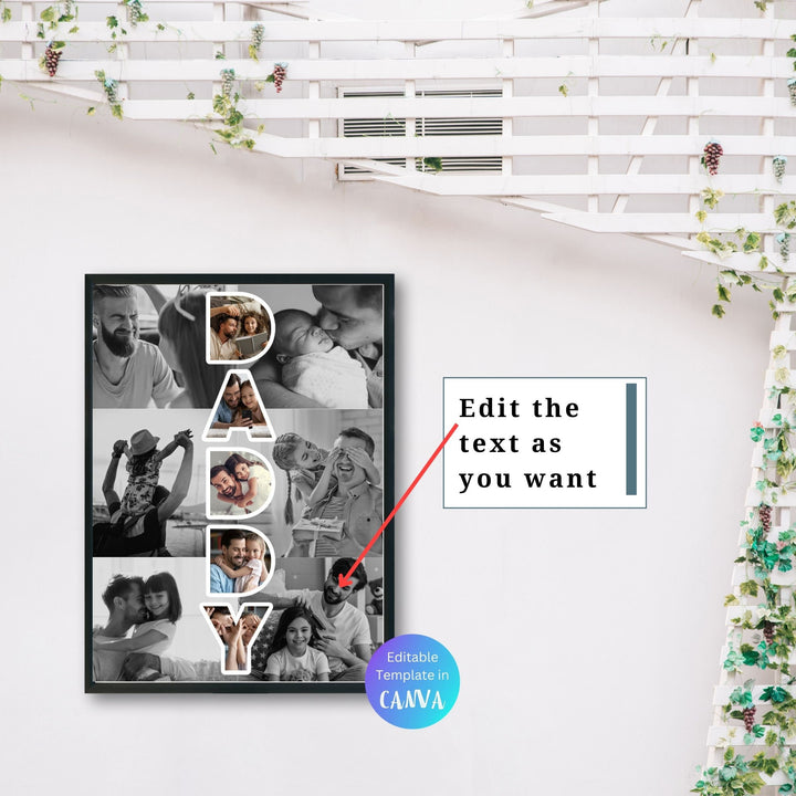 Modèle de collage photo personnalisé DADDY, Cadeau personnalisé pour la fête des pères
