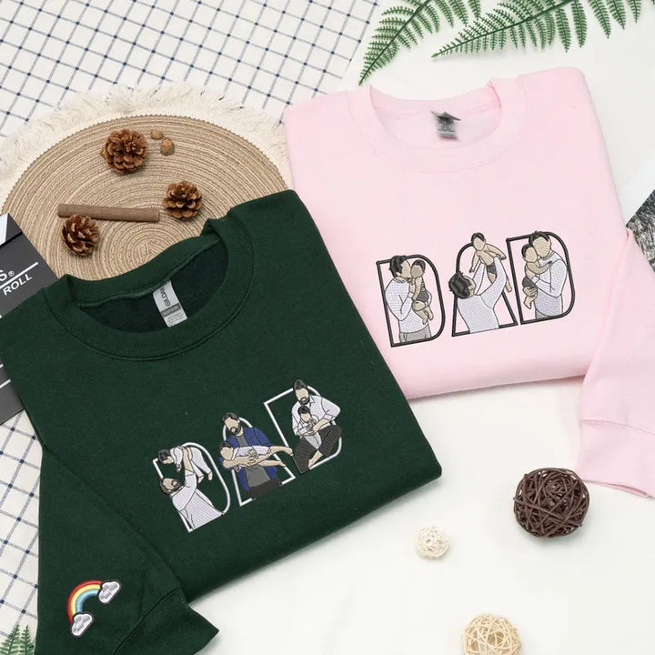 T-shirts et sweat-shirts personnalisés brodés à partir de photos, fête des pères