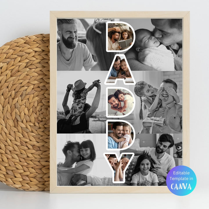 Modèle de collage photo personnalisé DADDY, Cadeau personnalisé pour la fête des pères