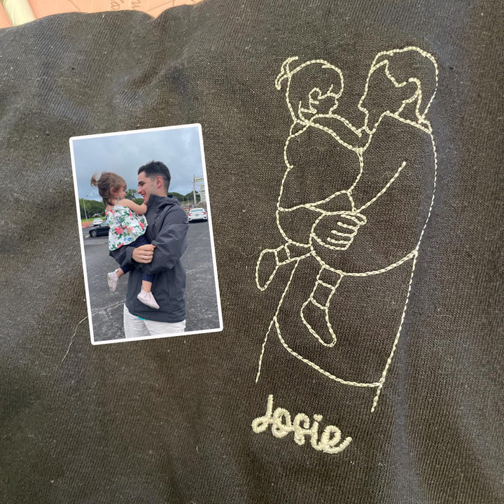 Sweat-shirt brodé personnalisé avec portrait, T-shirt papa