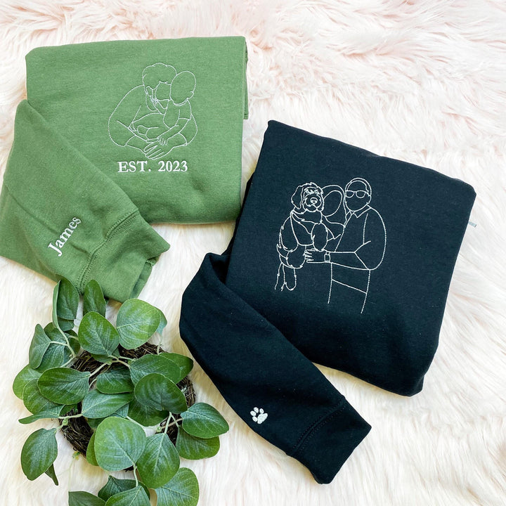 Sweat-shirt brodé portrait personnalisé pour maman