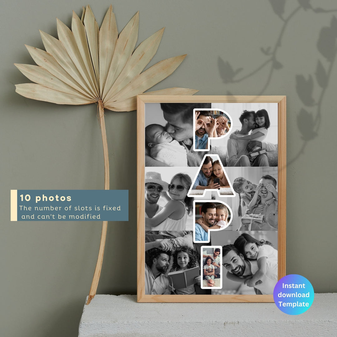 Modèle de collage photo personnalisé PAPI, Cadeau personnalisé pour la fête des pères