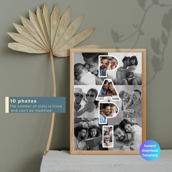 Modèle de collage photo personnalisé PAPI, Cadeau personnalisé pour la fête des pères