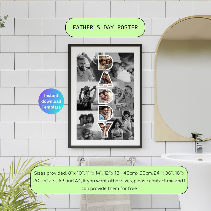 Modèle de collage photo personnalisé DADDY, Cadeau personnalisé pour la fête des pères