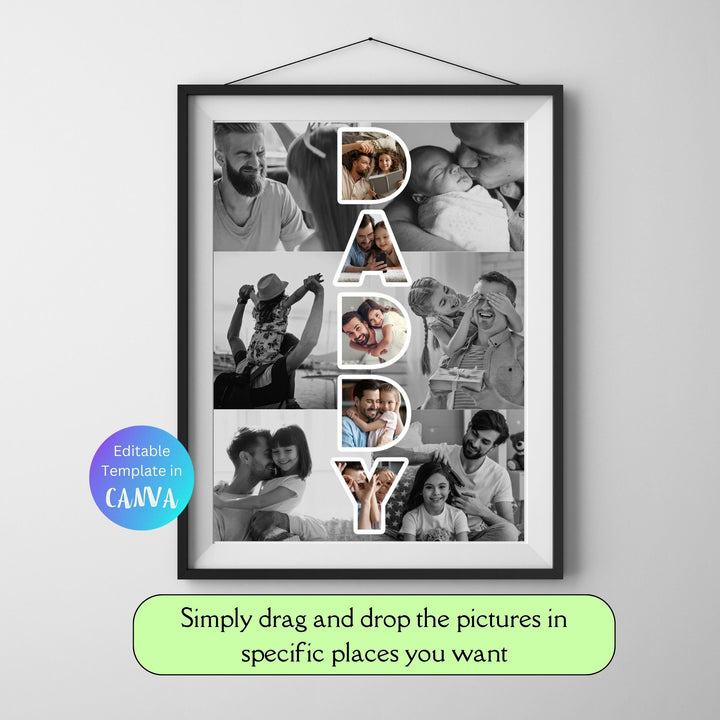 Modèle de collage photo personnalisé DADDY, Cadeau personnalisé pour la fête des pères