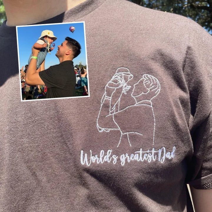 Chemise Personnalisée avec Portrait en Contour pour Papa