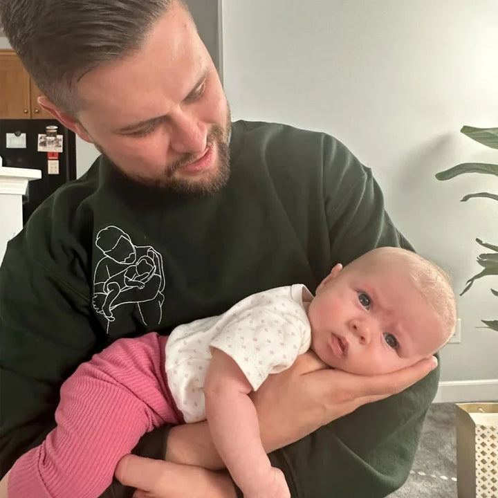 Chemise Personnalisée avec Portrait en Contour pour Papa