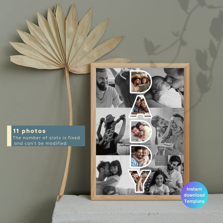 Modèle de collage photo personnalisé DADDY, Cadeau personnalisé pour la fête des pères