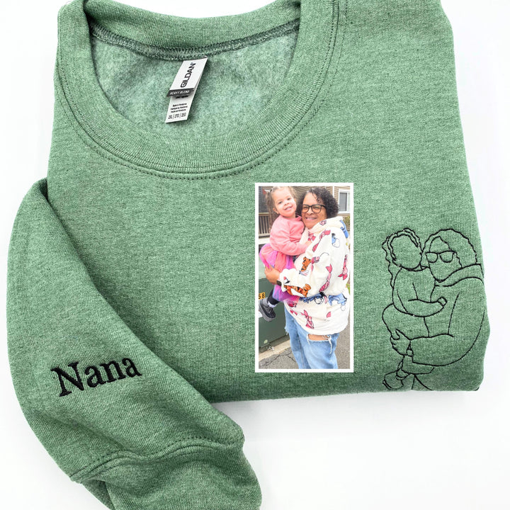 Sweat-shirt brodé portrait personnalisé, cadeau fête des mères pour maman