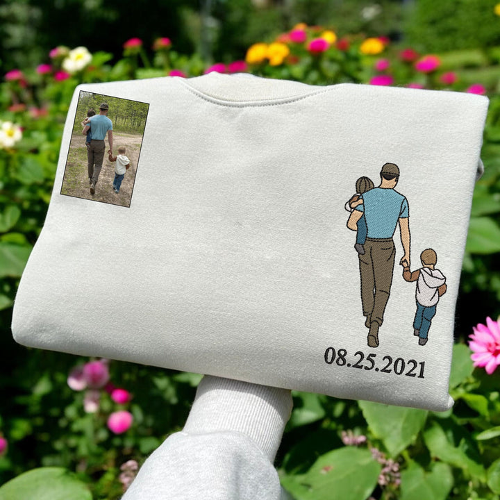 Photo personnalisée sur sweat-shirt brodé à capuche, cadeau unique pour la fête des Pères
