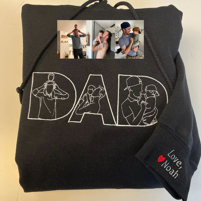 Brodé "DAD" -Photos personnalisées-cadeau pour papa